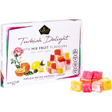 Cerez Pazari Turkish Delight with Rose Orange and Lemon Mix Flavours 230g Gourmet Small Size Snacks Gift Box No Nuts Sweet Confectionery Vegan Soft