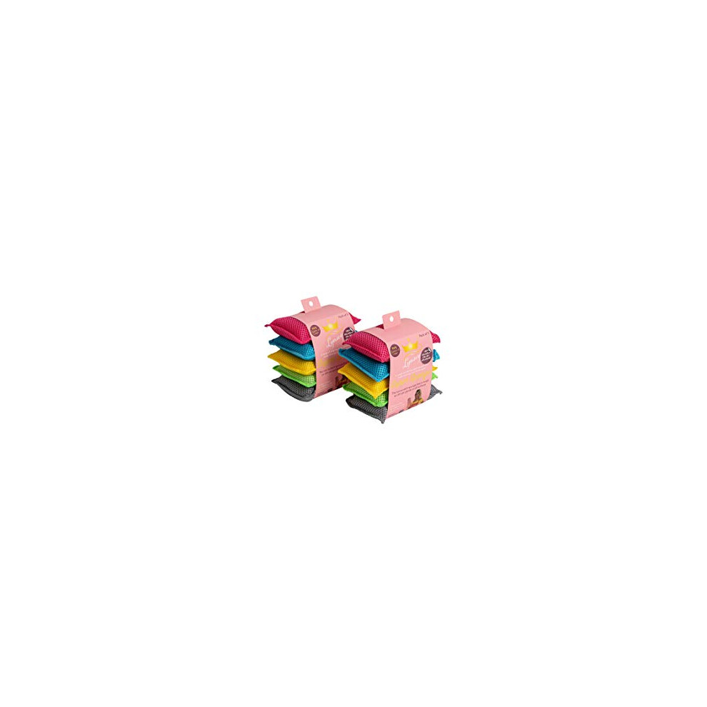 Addis 100 Microfibre Super Cleaning Pad Non Scratch Tough 2X Packs Of 5 Multi Mixed Colour 10 Sponges