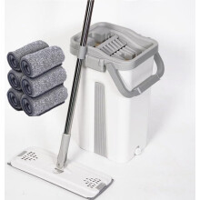 FLAT MOP NEW!Superior Sturdy And Strong Easy and Simple Squeeze Bucket, Flat Mop with 6 Pads Included Replacement 10 minute Machine Washable Microfib