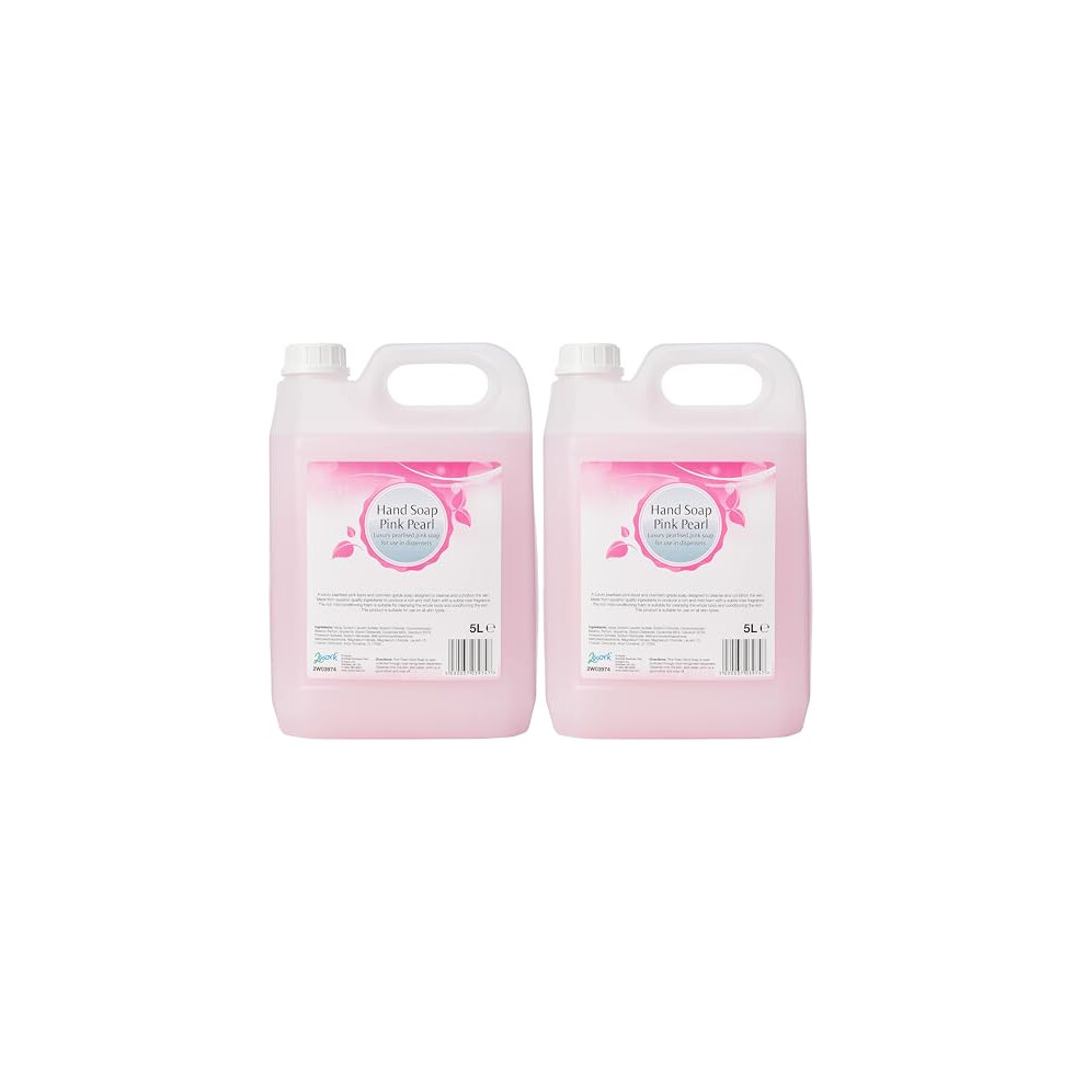 2Work Pink Hand Soap Pearl 5 Litre Bulk Bottle 2W03974 Pack Of 2