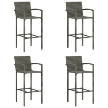 (grey, 4 pcs) vidaXL Bar Stools Dining Stool Chairs Kitchen Stool with Backrest Poly Rattan