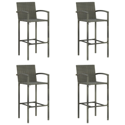 VidaXL (grey, 4 pcs) vidaXL Bar Stools Dining Stool Chairs Kitchen Stool with Backrest Poly Rattan