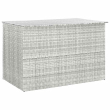 vidaXL Garden Storage Box Light Grey Poly Rattan Outdoor Blanket Pillow Chest