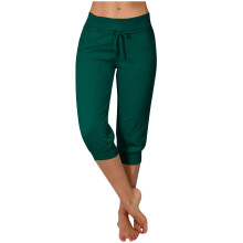 Women's Cropped Sweatpants Lightweight Casual-dark green XL