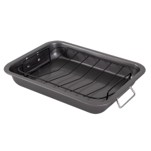 Large Non Stick Roasting Tray with Rack Carbon Steel Oven Roaster 39cm