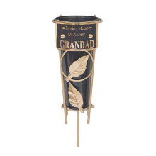 Grandad Graveside Memorial Vase Gold Leaf Design Loving Memory Cemetery Plaque