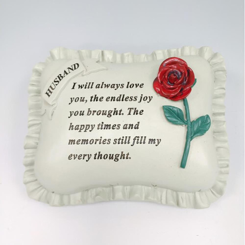 Memorial Graveside Plaque Ornament Grave Stone Rose Flower Scroll Husband