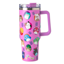 Squishmallows 1200ml Tumbler Mug Straw Lid Insulated Pink Stainless Steel Cup