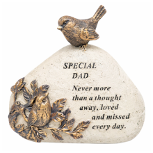 Memorial Dad Stone Bird Plaque 18x16cm Graveside Ornament Gift Remembrance