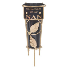 Nan Graveside Memorial Vase Gold Leaf Design Loving Memory Cemetery Plaque