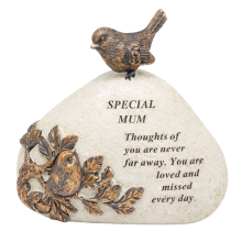 Memorial Mum Bird Stone Plaque 18x16cm Graveside Ornament Gift Remembrance