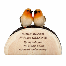 Nan Grandad Robin Graveside Memorial Ornament 14x17x6cm Log Plaque Gift