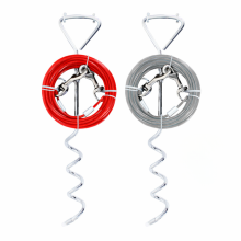 5m Dog Tie Out Cable & Spiral Stake Heavy Duty Garden Tether - Colour at Random