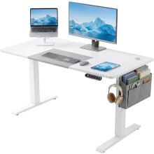 Computer Standing Desk, Electric Height Adjustable 120 × 60cm, Sit Stand Office Desk with Memory Smart Panel, Industrial Design PC Gaming Metal