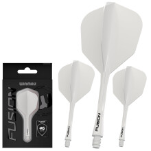 WINMAU Darts Fusion Integrated Flight & Shaft System - No.6 Shape & Design - White Colour, Short Length