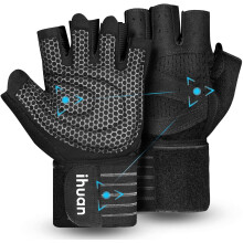 ihuan Ventilated Weight Lifting Gym Workout Gloves with Wrist Wrap Support for M