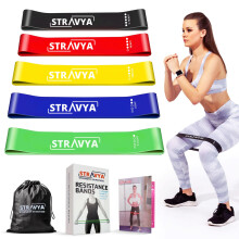 Resistance Bands Set of 5 – Elastic Exercise Band for Home Gym Pilates Stre