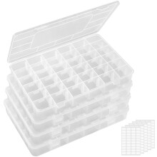 Lifewit 36 Grids Organiser Storage Box, Fishing Tackle Box, Clear Stackable Plastic Container with Adjustable Dividers for Beads, Art DIY, Crafts, Je
