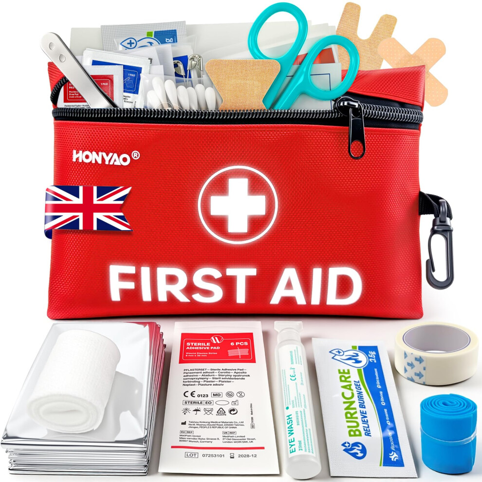Honyao First Aid Kit, 105 Pieces Small First Aid Kit, Includes Plasters, Emergen