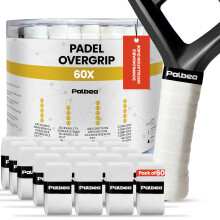 Palbea Padel OverGrip in White - Extra Tacky - Pack of 60 - Superior Sweat Absorption - Non-Slip Grip Tape for Padel & Tennis Rackets - Soft Feel - Sp