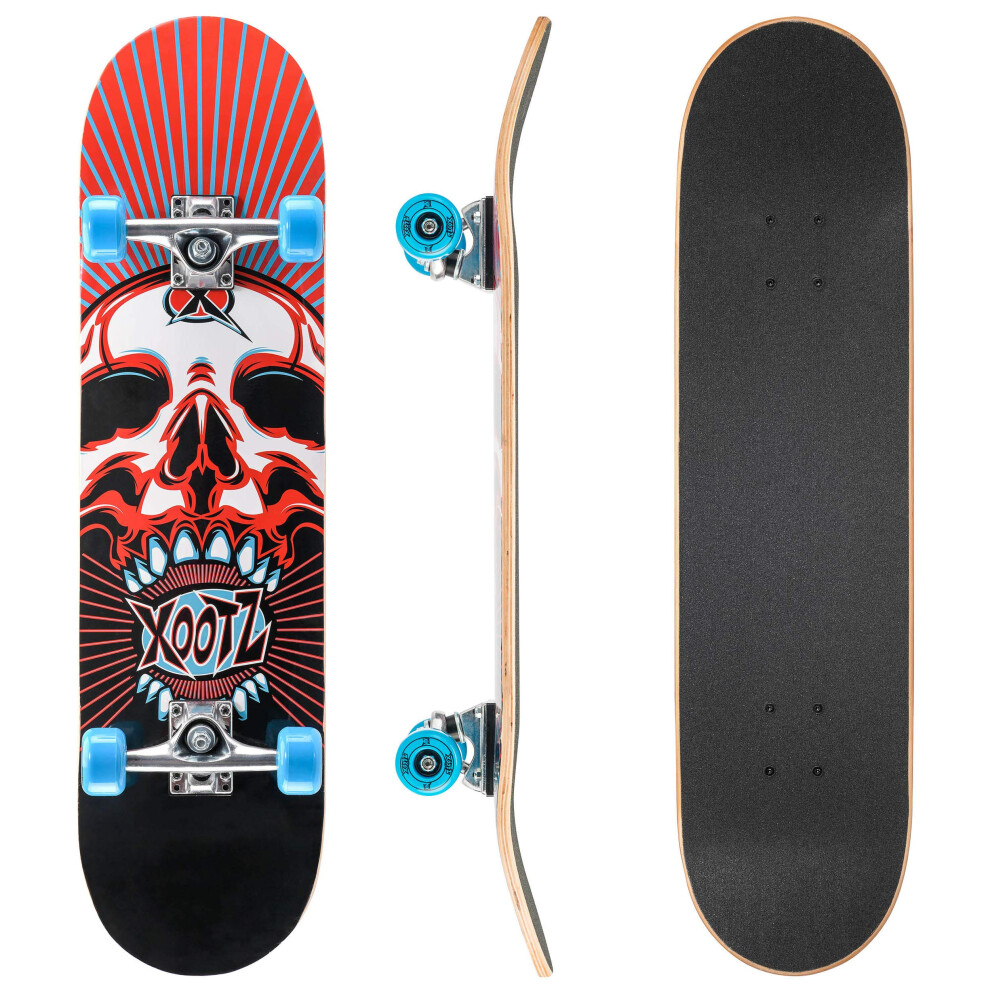 Xootz Kids Skateboard, Double Kick Trick Skate Board With Maple Deck, For Boys & Girls, Multiple Designs, 31 Inch
