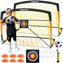 Happy Jump Set of 2 PopUp Football Goals – 5x36FT BlackOrange with Target S