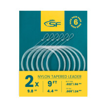 SF 6Pcs PreTied Loop Fly Fishing Tapered Leader Nylon Fly Trout Leader 9FT2