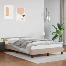 vidaXL sengestel med hovedgærde uden madras, cappuccino, 140x190 cm