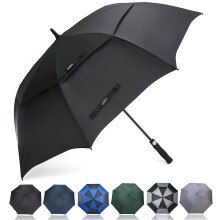 G4Free 47/54/58/62/68 Inch Automatic Open Golf Umbrella Extra Large Oversize Double Canopy Vented Windproof Waterproof Stick Umbrellas(Balck, 62 inch