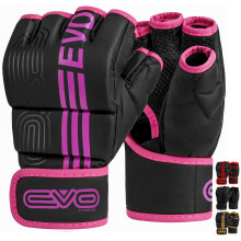 EVO Fitness Matte Black MMA Gloves Martial Arts Mitts Grappling Sparring Men Muay Thai Cage Fighting Boxing Combat Sports Women pink UFC Punching Bag