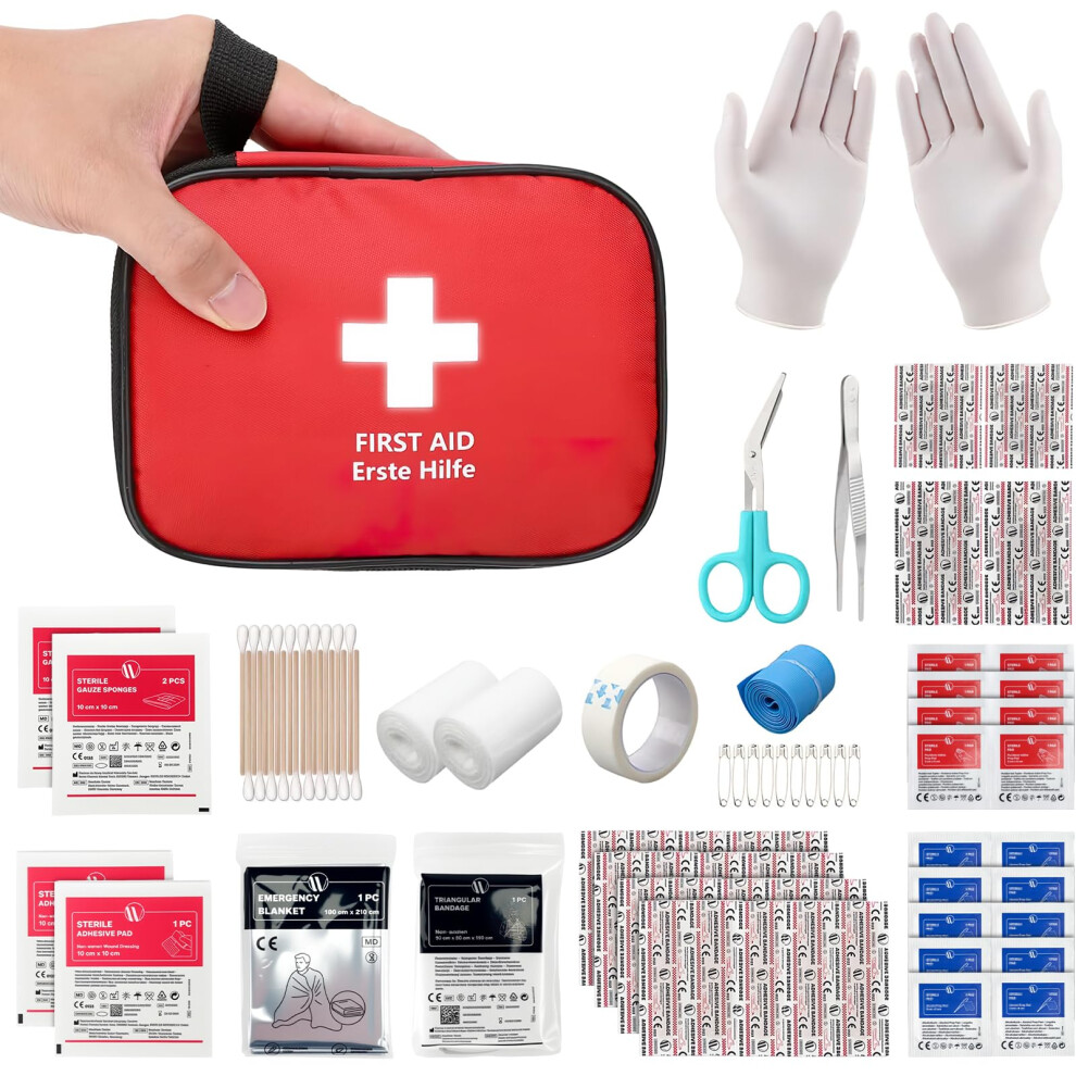Honyao First Aid Kit 90 Pcs, Small Travel First-Aid Bag, Mini Compact