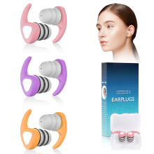 Swimming Ear Plugs, 3 Pairs Waterproof Reusable Silicone Swim Ear