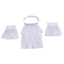 Stretchy Lace Wrist Cuffs Sleeves Removeable Collar for-White