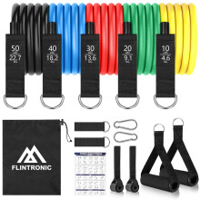 Flintronic Resistance Bands Set TPE Elastic Bands With 5 Fitness Tubes 2 Fo