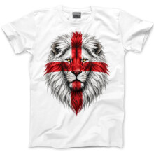 England Football T Shirt – Lion Flag T-Shirt English Footie 3 Lions T-Shirt - Britain British Flag Top Football Patriotic St George's Day Tee - 4XL