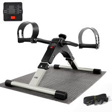 AGM Foldable Mini Pedal Exerciser, Compact Arm Leg Exercise Bike with LCD Display for Home Office Workout