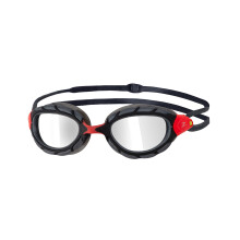 Zoggs Unisex Predator Titanium  Regular Fit Swimming Goggles Black Red Mirr