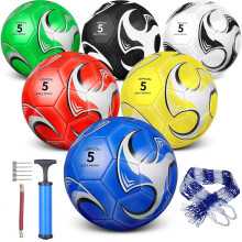 DHYLRICHER 6 Pack Size 3 footballs Balls for Training & Matches – Official Size & Weight, Includes Carry Net,Air Pump ,Ideal for Youth and Adult P
