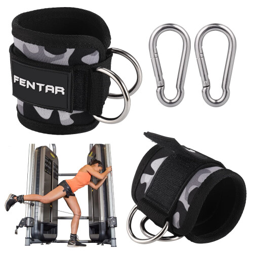Fentar 2Pcs Adjustable Ankle Cuffs for Cable Machine Comfortable Gym Straps