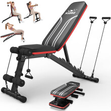FLYBIRD Weight Bench Foldable, Utility Weight Bench with 8-Position Adjustable Backrest/3-Position Adjustable Footrest, 318 kg Weight Capacity, Folda