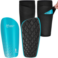 Northdeer Footbal Shin Pads Boys,Sleeves with Insert Pocke(Blue S)