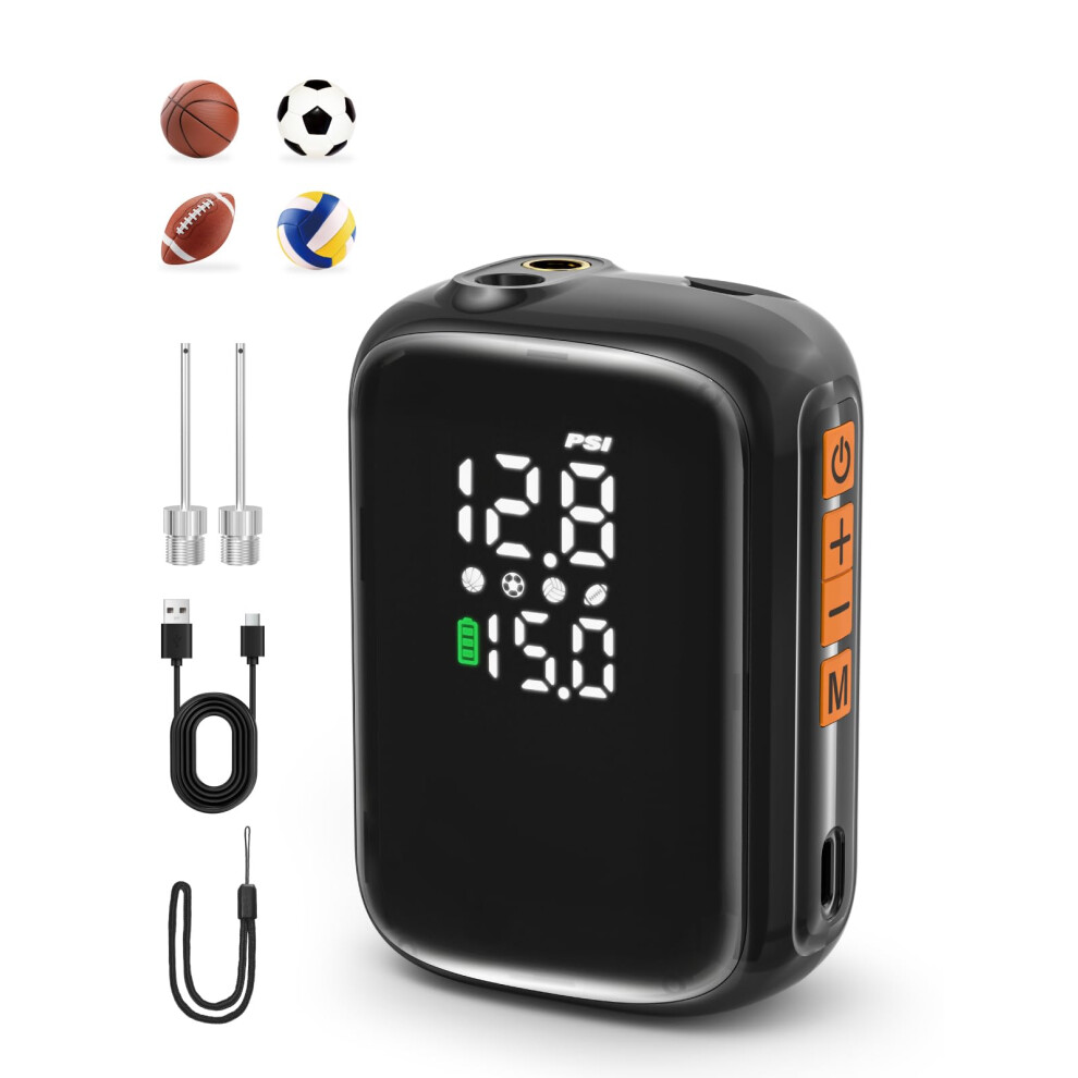 Photos - Bike Pump Pumteck AP1-M Electric Ball Pump: 15 Psi Portable Fast Inflation Rechargeable Sports Ball Air Inflator with LED Precise Pres