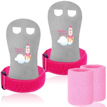 FINGER TEN Gymnastics Hand Grips Wristbands Sets for Kids(Pink, XS)