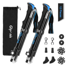 Glymnis Walking Poles 2 Pack Collapsible Walking Poles for Women Men with Quick Lock System, Foldable Hiking Trekking Poles for Senior Trekking, Back