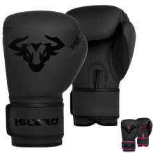 Islero Fitness Matte Black Kids Boxing Gloves Punch Bag Pink Girl