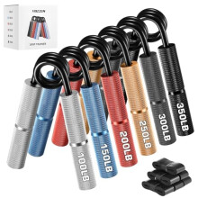 Hozzen Grip Strengthener Trainer Set - 6 Pack Metal Hand Grips Strengthener 100-350LBS, Heavy-Duty Wrist Forearm Strengthener with 6 Rolls of Grip Tap