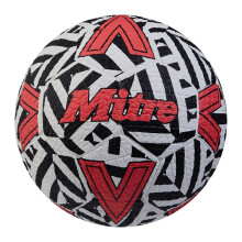 Mitre Street Soccer Football | Extremely Durable | Perfect on Hardground Surfaces, White/Black/Bib Red, 4