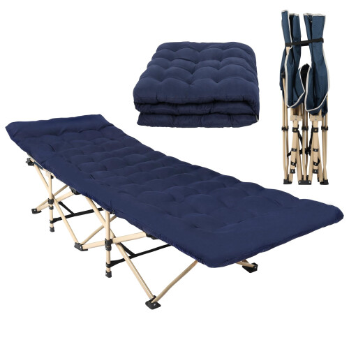 WoldTrek Camping Cot with Thick Pad Folding Camping Cot Oversize Cots for S