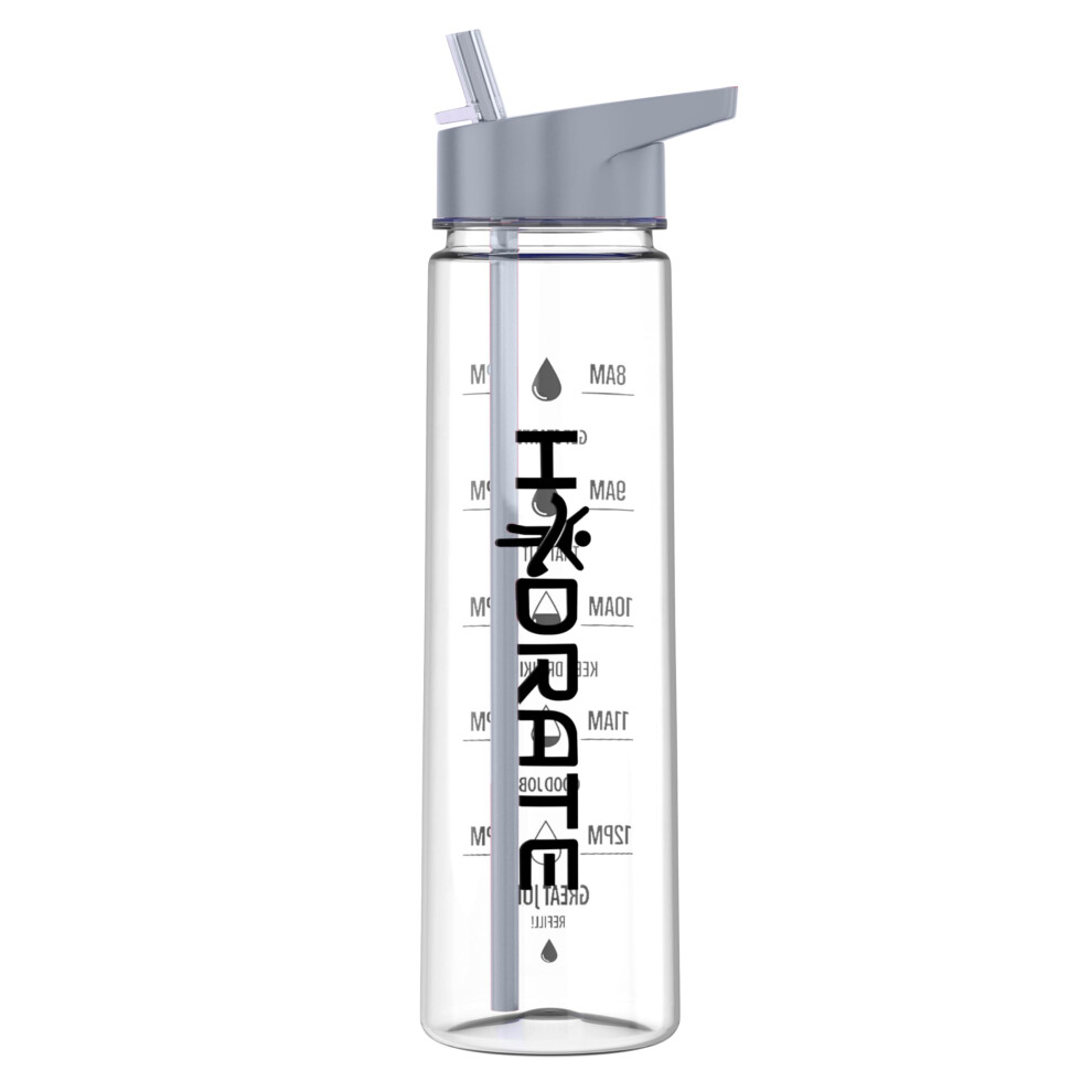 Hydrate 900Ml Water Bottle With Straw Clear Bpafree Tritan Motivational Ti