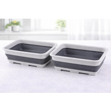 HOVUK 2 Pack White Collapsible Washing Up Bowl 10L Foldable Wash Basin Port